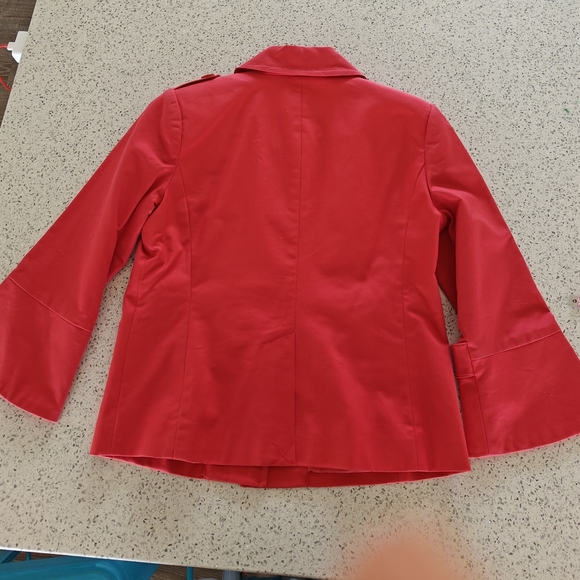 Rafaella Poppy Red Polished Cotton Jacket Size M - Picture 3 of 12